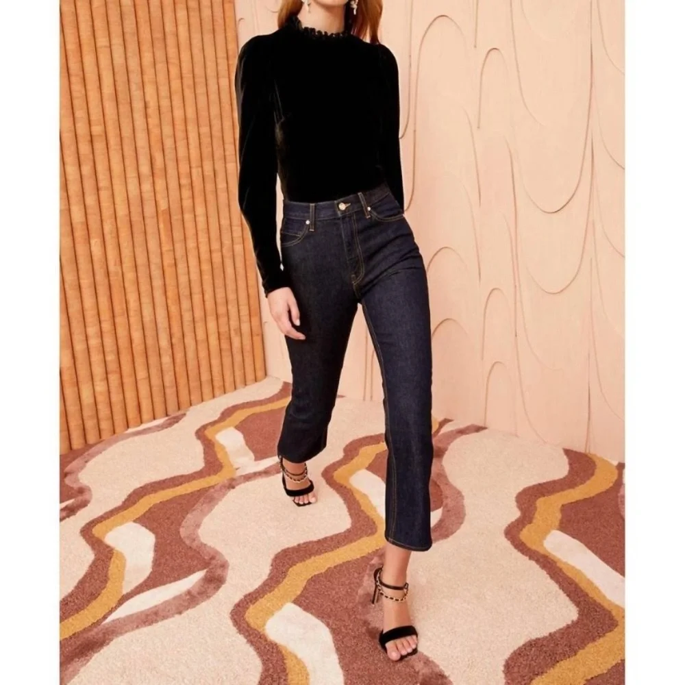 Ulla Johnson Marlene Velvet‎ Blouse Black Size 2 Noir